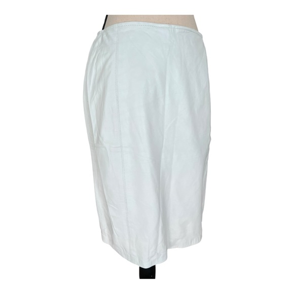 The Works Saks Fifth Avenue Vintage 80s Leather White Pencil Skirt Size 12 - Picture 6 of 9